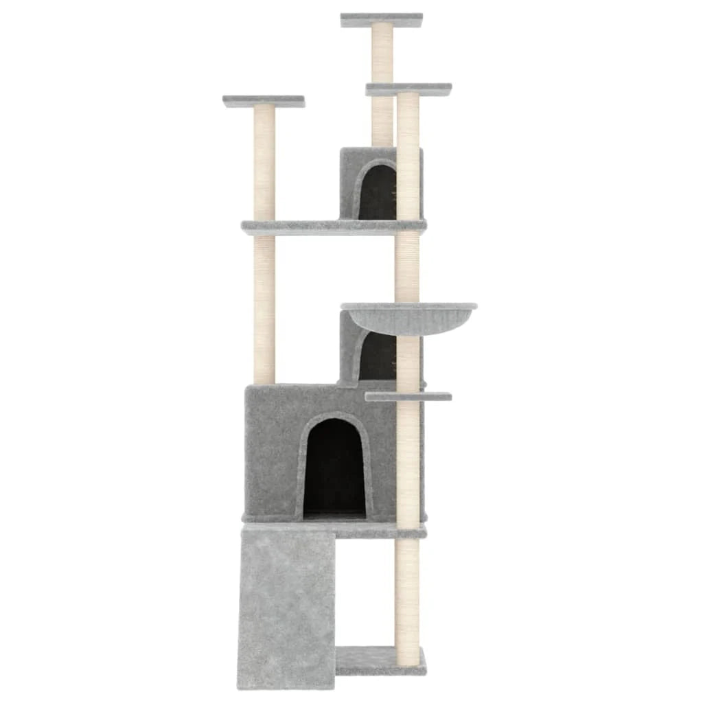 Tiragraffi per gatti torre per arrampicata giocattolo piattaforma per arrampicata con tiragraffi in sisal leggero 175 cm grigio 02_0022591
