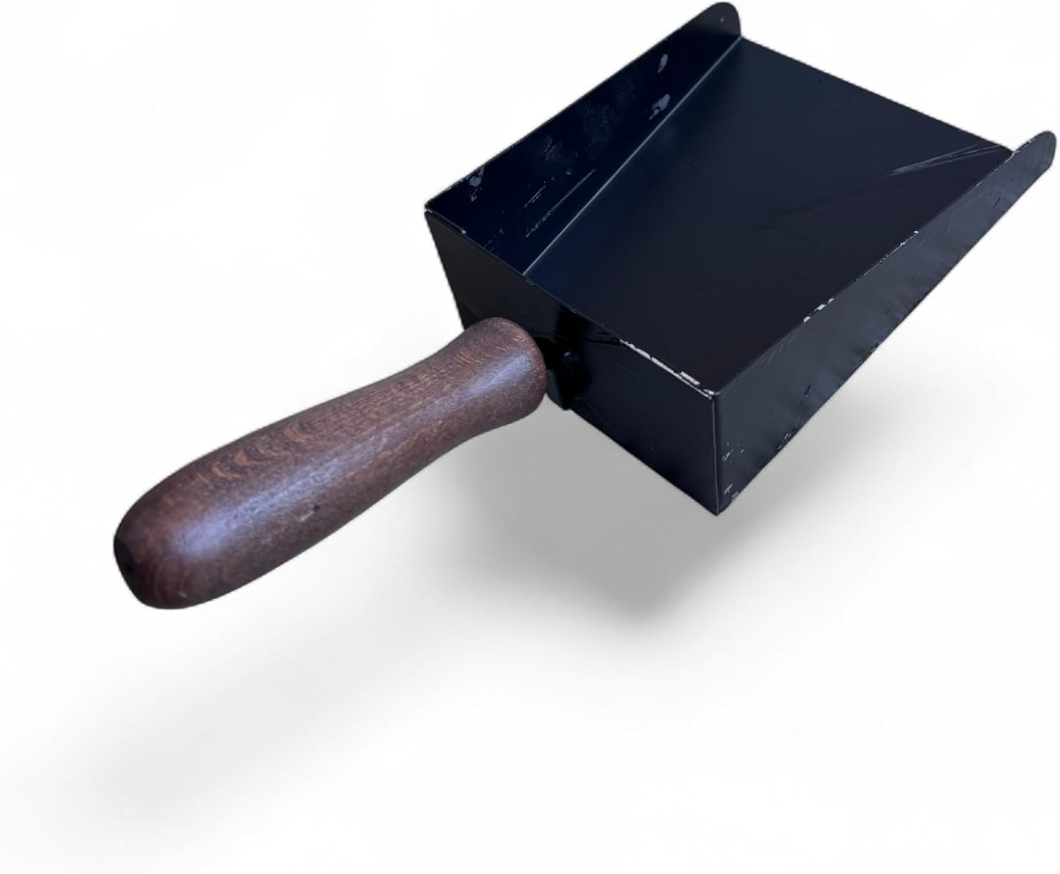 Paletta in Ferro Battuto per Camino e Stufa, Nero, con Manico in Legno, 36x15x2 cm