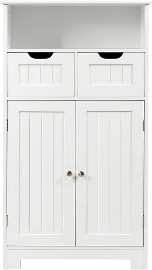 Armadietto Terra da Bagno Mobile Autoportante, Mobiletto Ufficcio Multiuso, con Cassetti e Ripiani, Ampio Spazio, Legno (Bianco)