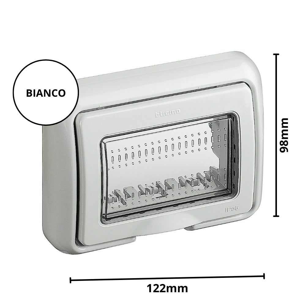 Coperchio idrobox bticino 25603b 3 moduli bianco per protezione ip55