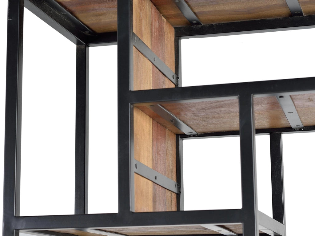 Libreria in legno riciclato e struttura in metallo