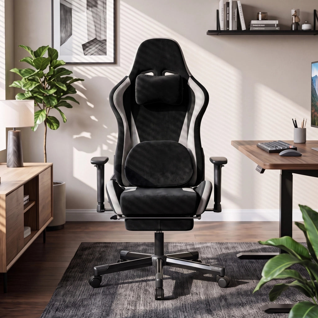 Gaming Stuhl Ergonomischer Gaming Sessel mit Knetmassage und Wärme