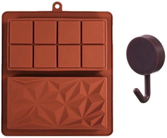 Forma a forma di cioccolato - Resina ecolabile - Muffiniera per silicone - 21 x 19 x 2,5 cm - 1 pezzo - Rosso-Bruno - Muffiniera per silicone