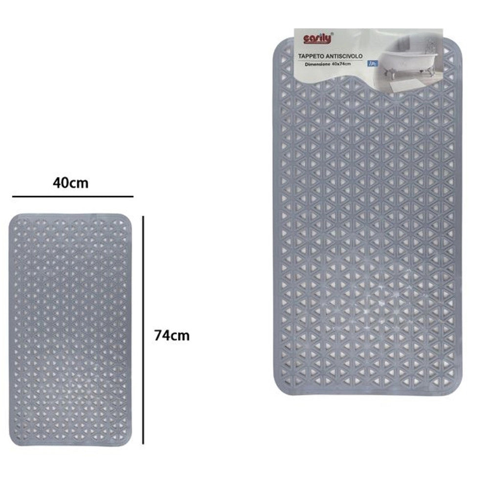 Trade Shop - Tappeto Antiscivolo Intreccio Geometrico Grigio Per Vasca Da Bagno Doccia 40x74cm 10799 -