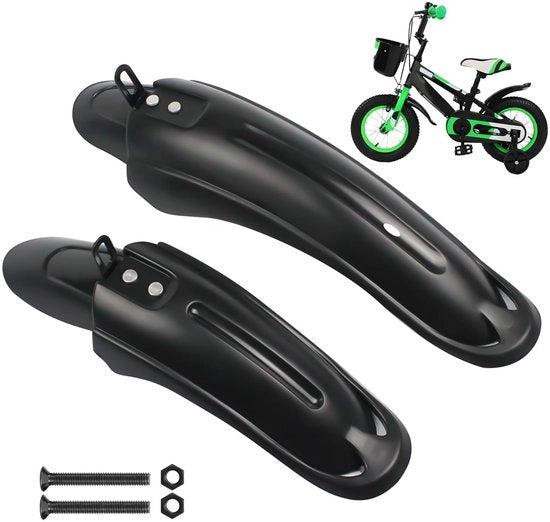 Set di Protezione da Fango per Biciclette 30,5 cm - Materiale in Plastica Resistente - Protezione Anteriore e Posteriore - Fender - Nero - Flessibile e Resistente