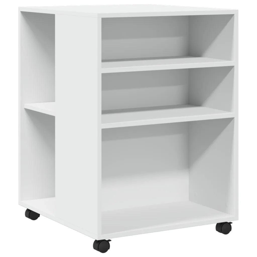 Tavolino con Ruote Bianco 55x60x78 cm in Truciolato