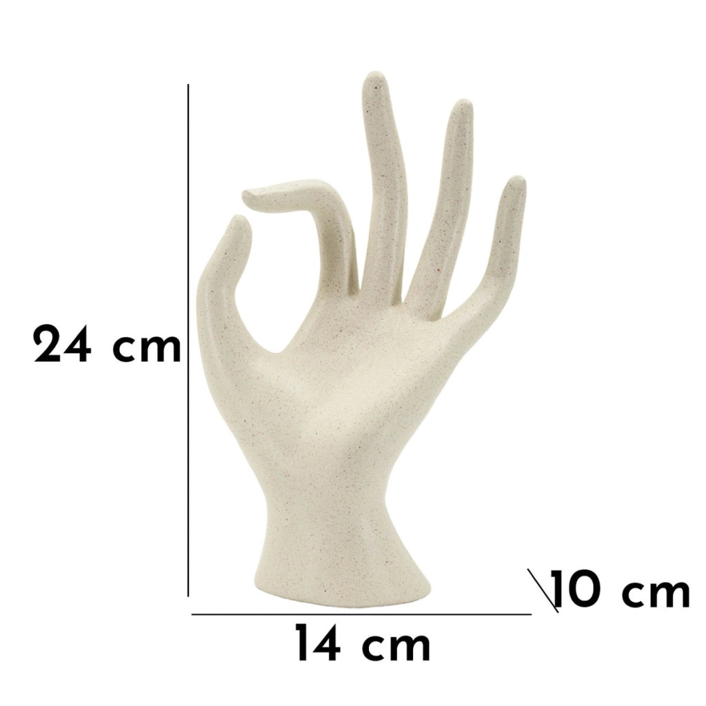Scultura Mano 1, Beige, Poliresina, 14x10x24 cm
