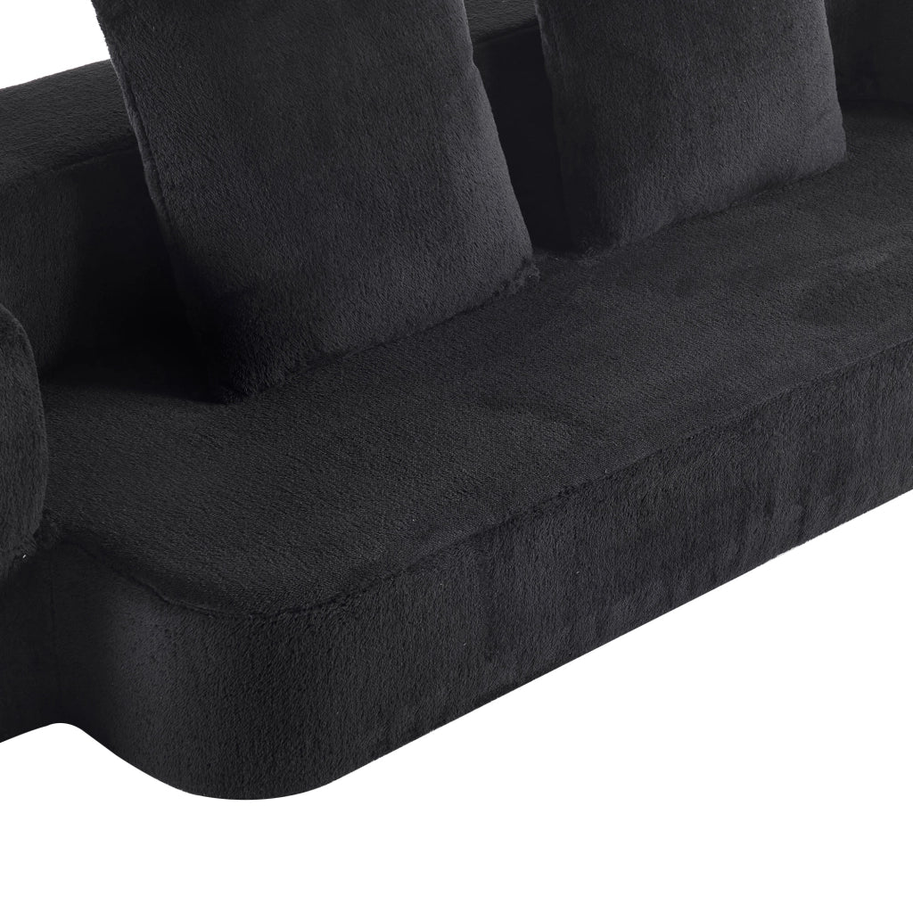 Divano convertibile a due posti in schiuma con comfort ergonomico, senza montaggio e cuscini per salotto, nero