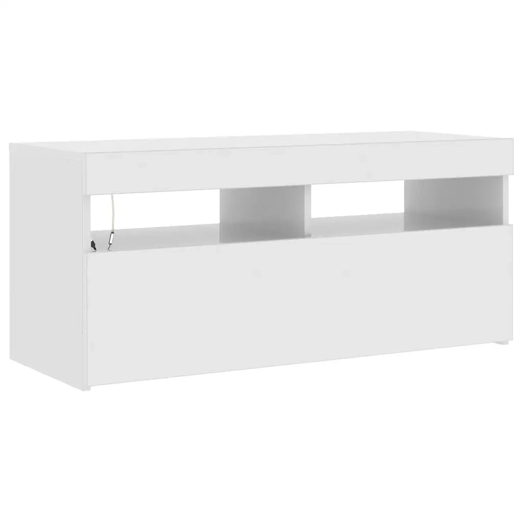 Mobile Porta TV con Luci LED Bianco Lucido 90x35x40 cm 804388