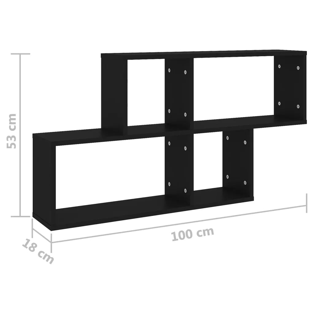 Scaffale a Parete Nero 100x18x53 cm in Truciolato cod mxl 72814