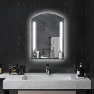 Specchio Bagno a Parete Luce LED a 3 Colori Mensola in Vetro 50x12x70 cm