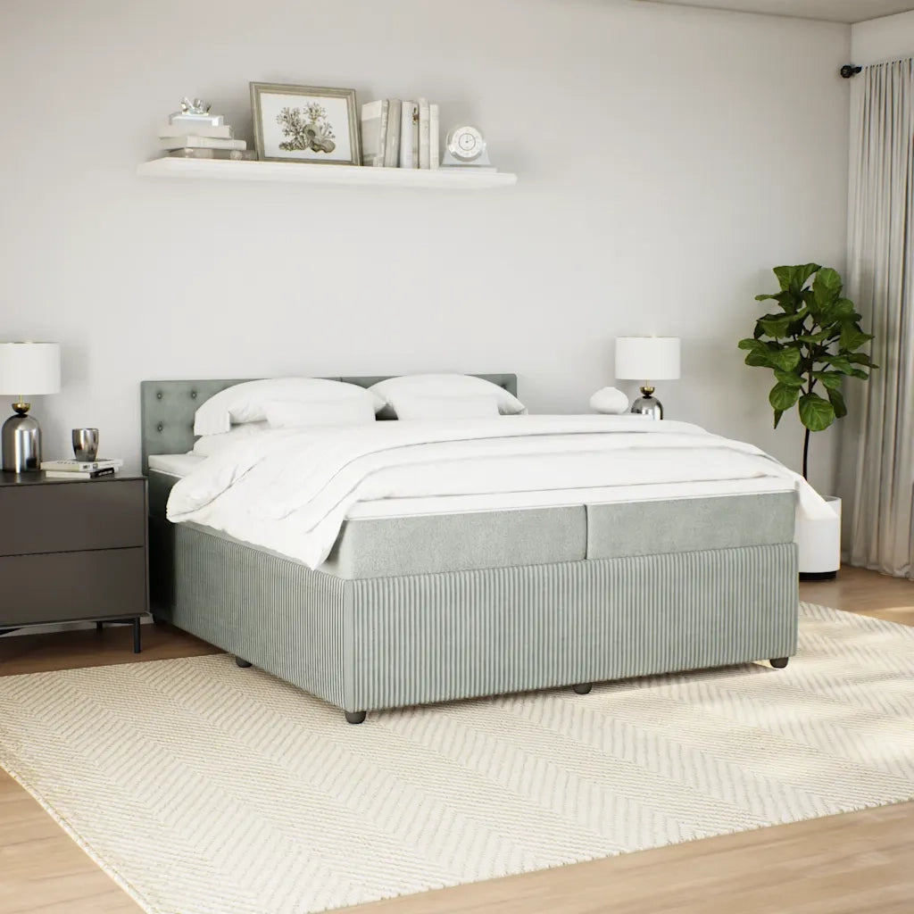 Giroletto a Molle con Materasso Grigio Chiaro 200x200cm Velluto