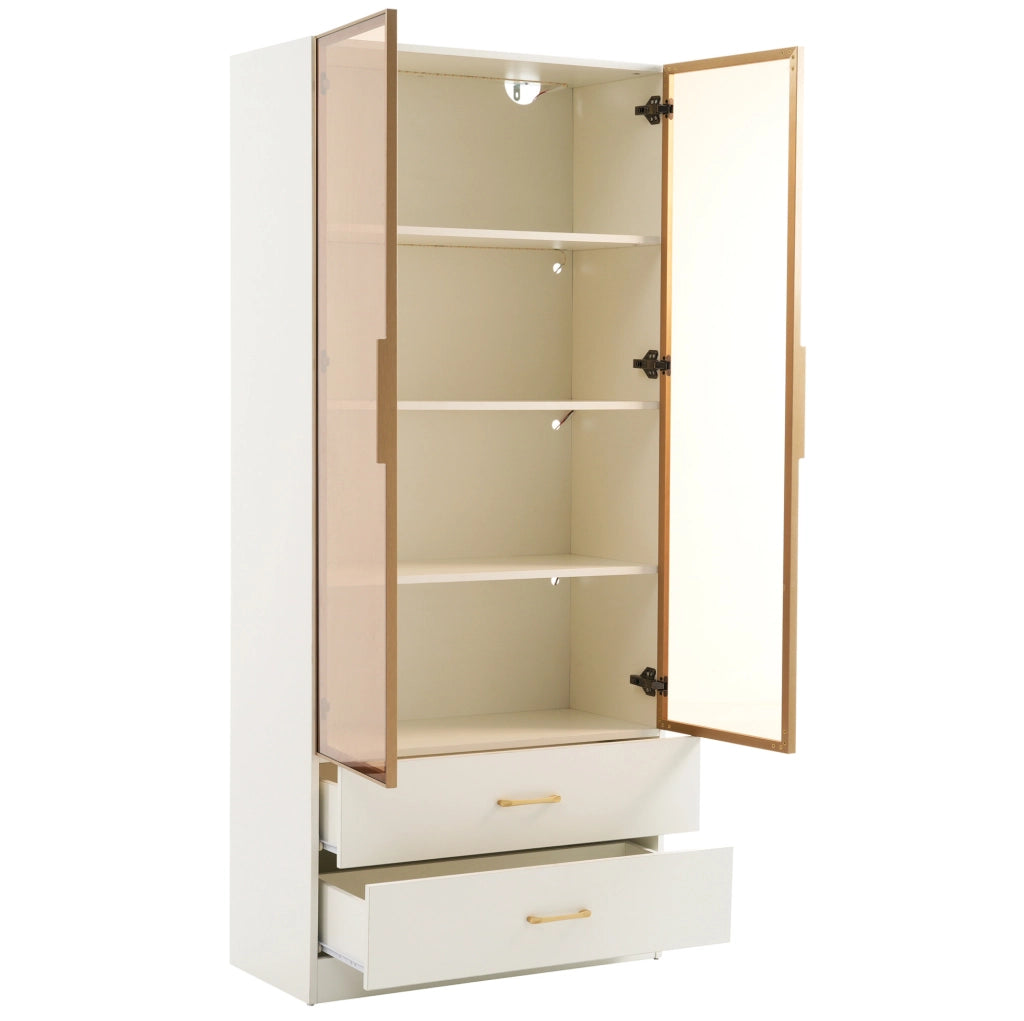 Mobile bagno alto con ante in vetro temperato; bianco; in MDF