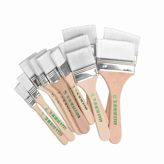 Set di Pennelli a Spazzolo 12 pezzi - Setole in Nylon - Manico in Legno - Diversi Diametri 12-80mm - Per Dipinti di Mobili/Muri - Accessori per la Pittura - Pennelli per Vernice