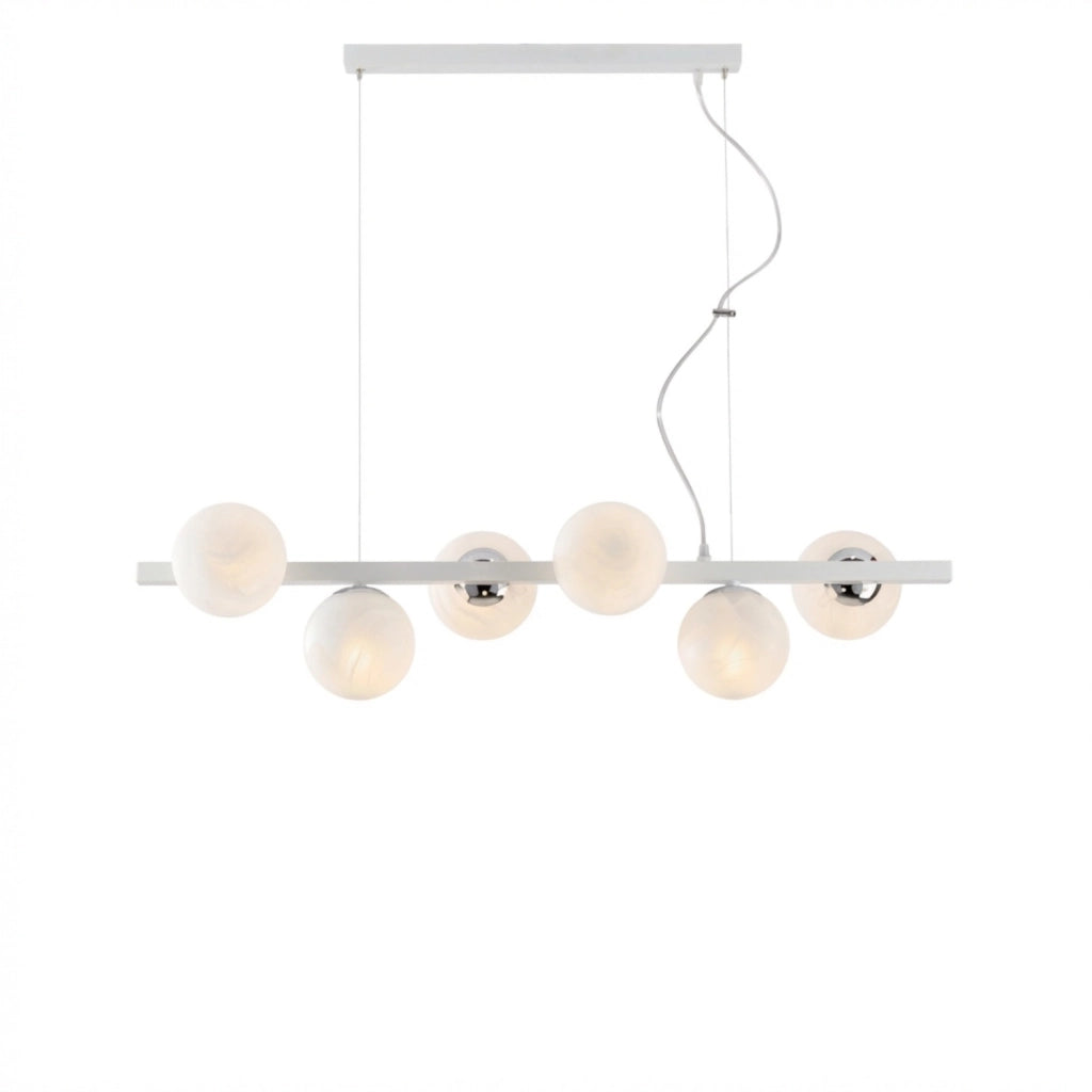 Lampadario Contemporaneo Adrian Metallo Bianco Cromo 6 Luci E14