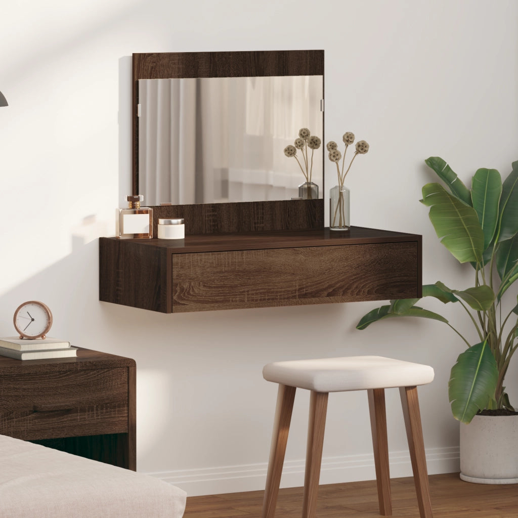 Tavolo da toeletta appendibile in rovere marrone 83x40x70 cm
