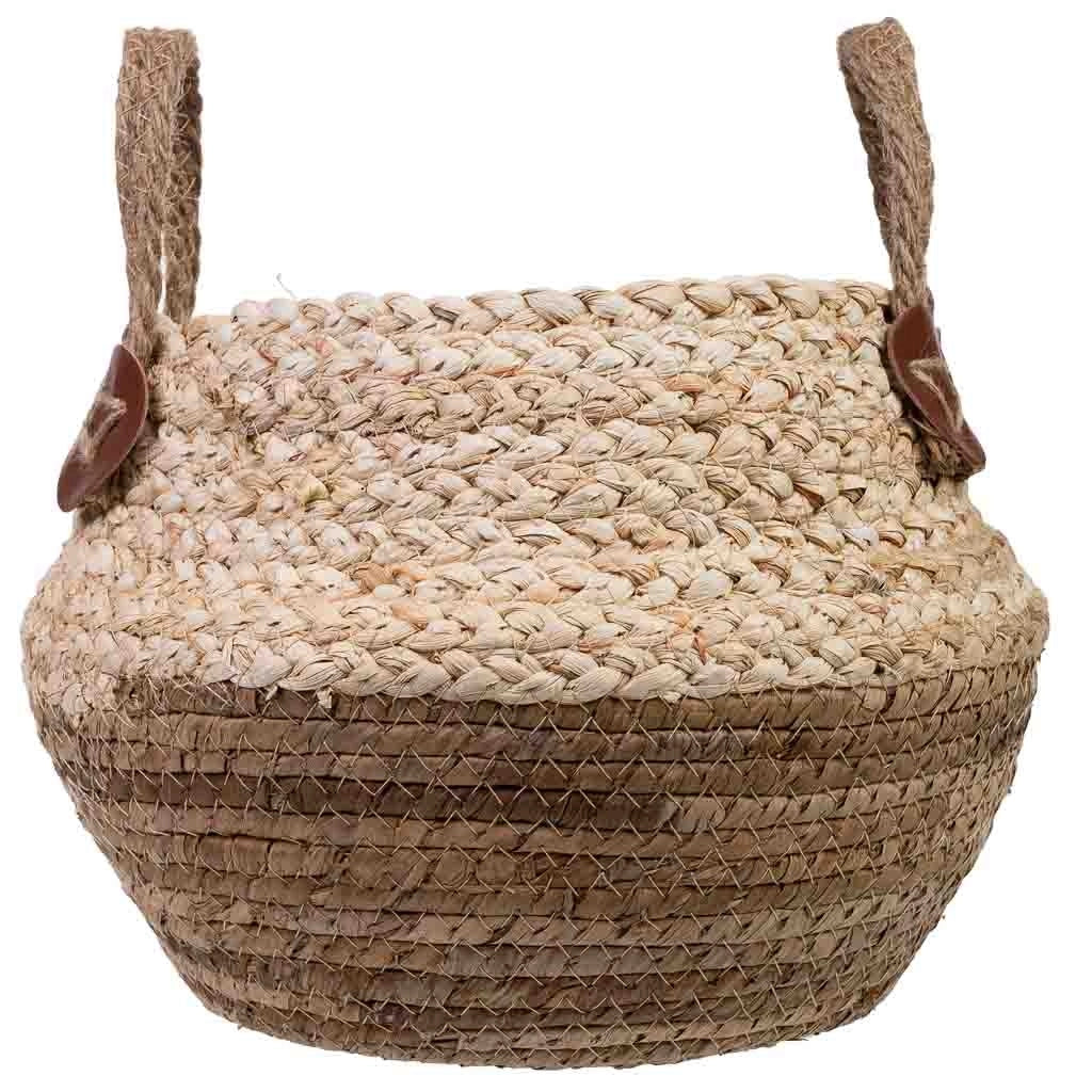Cesto in fibra di foglie di banana e corda intrecciata D28x27,5