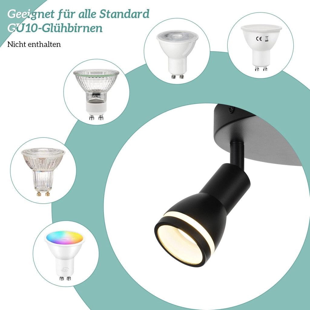 ZMH Faretto da soffitto neri 3 luci GU10 metallo orientabili moderni per camera letto sala pranzo senza lampadina