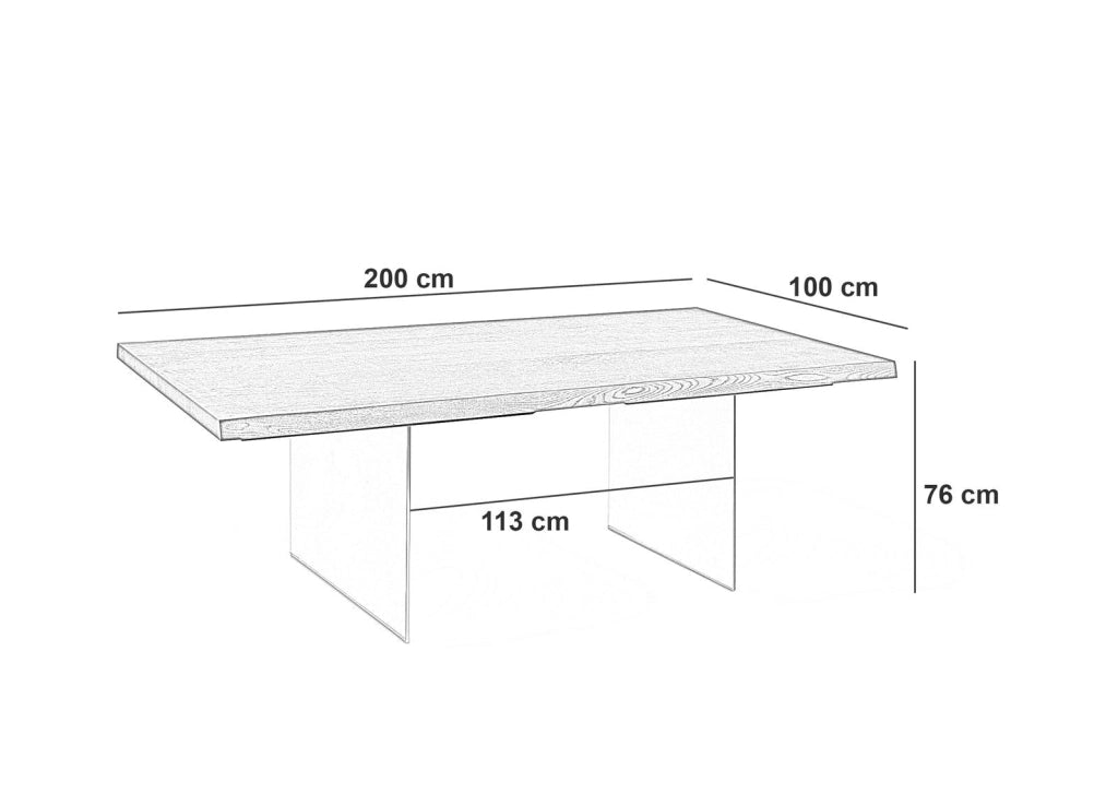Tavolo Fisso 200x100x76 cm in Rovere Termocotto Snooker Naturale