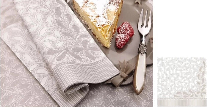 Set 50 Pezzi Tovaglioli da Tavola Carta Simil Tessuto Botanic Polvere 40 x 40 cm