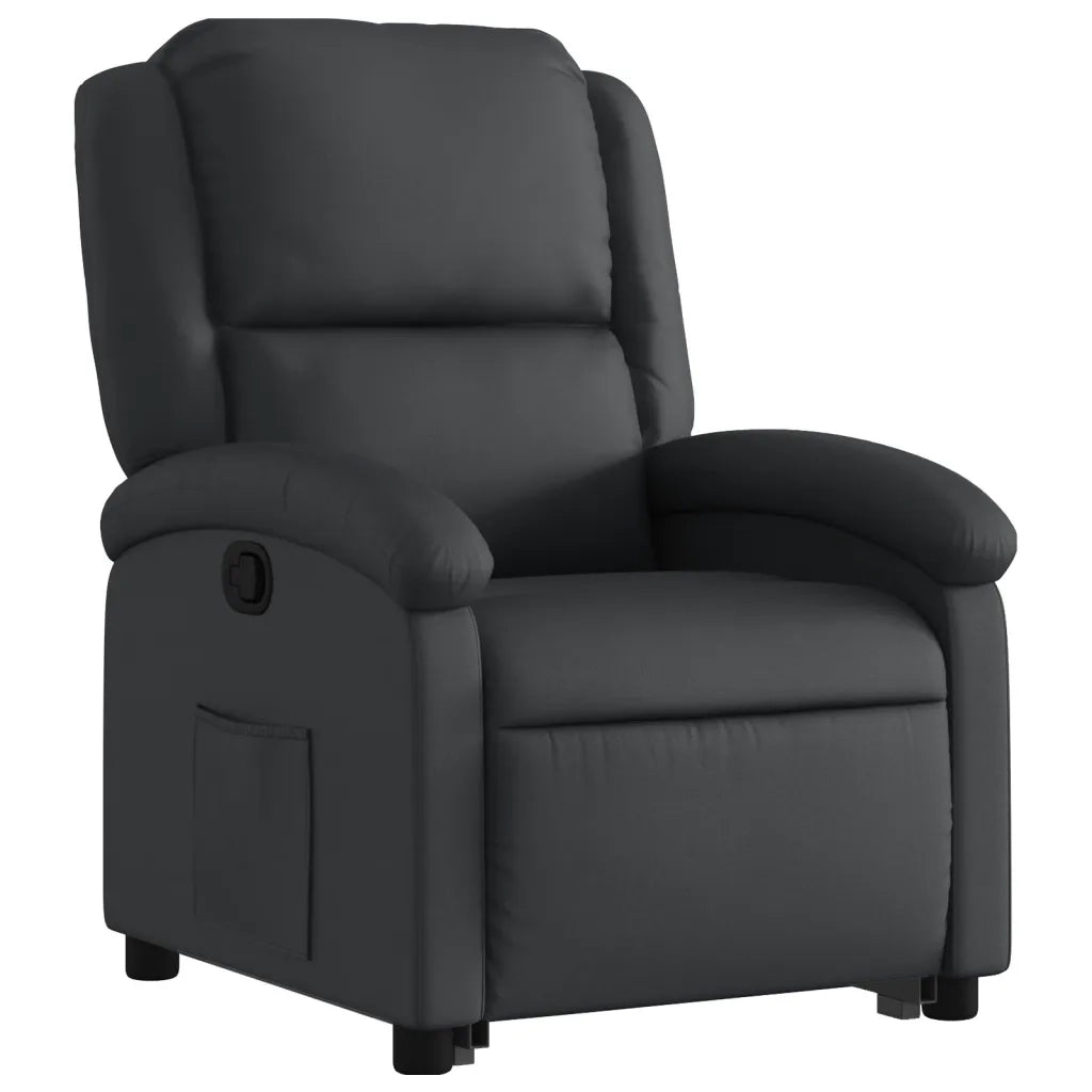 Poltrona Alzapersona Reclinabile Nera in Vera Pelle 3204262
