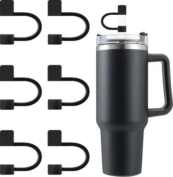 6 pezzi di copertura a rilievo in silicone per tazza a soffice - impermeabile - 40 oz/30 oz Tumbler - 6-11 mm - nero