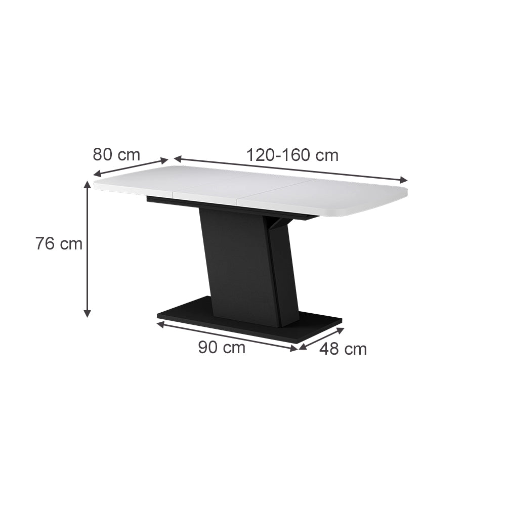 Vicco Tavolo da pranzo Estensibile Bianco/nero 120/160 x 80 cm