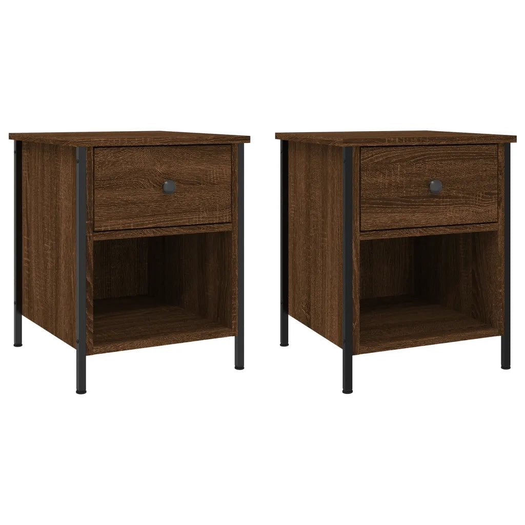 Comodini 2 pz-Set di 2 Tavolino da notte Rovere Marrone 40x42x50 cm in Legno Multistrato 997055