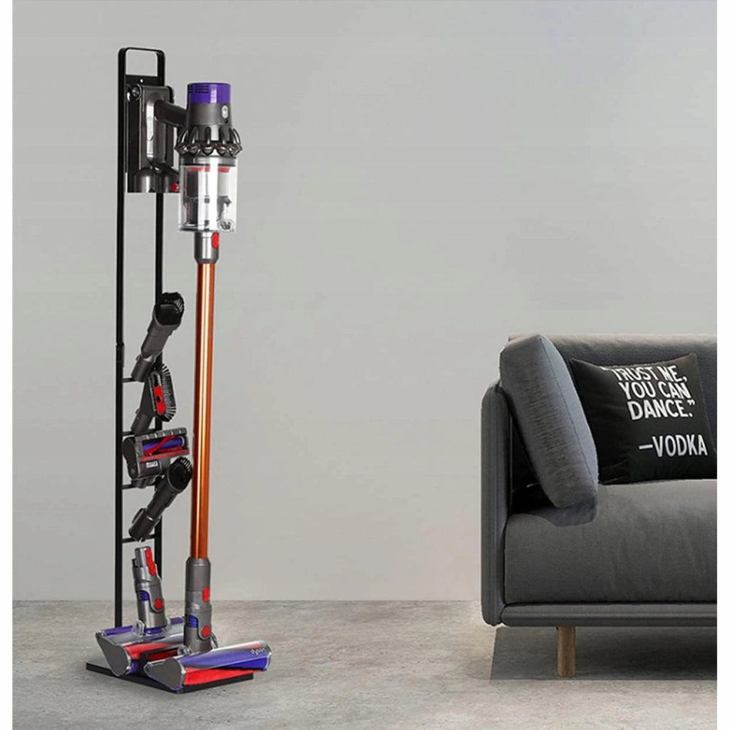 Supporto per Aspirapolvere compatibile con Dyson V6–V15, DC30–DC74 – Struttura in Metallo, 4 Ganci per Accessori