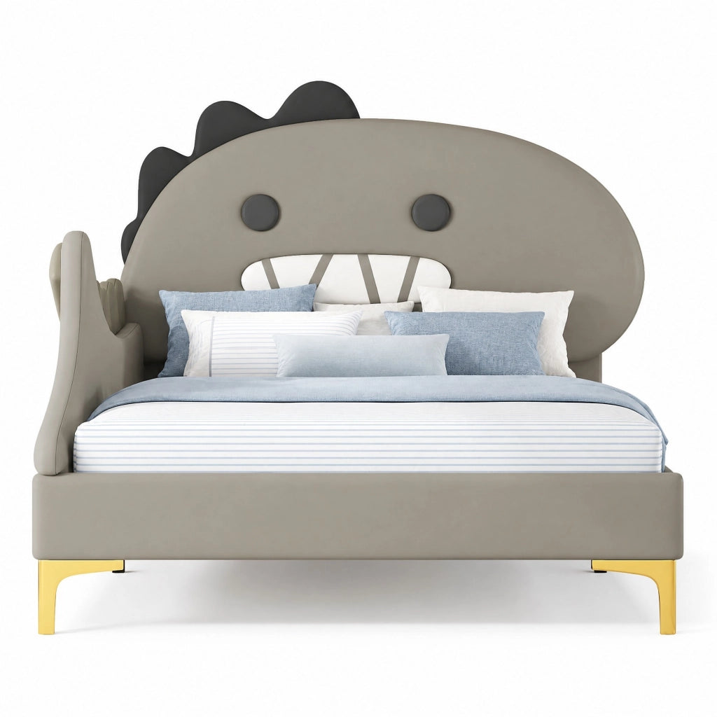 Letto per bambini a forma di dinosauro grigio 90 x 200 cm