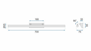 Lampada Da Parete Da Bagno Led Sopra Specchio 9w 70cm APP363-1W