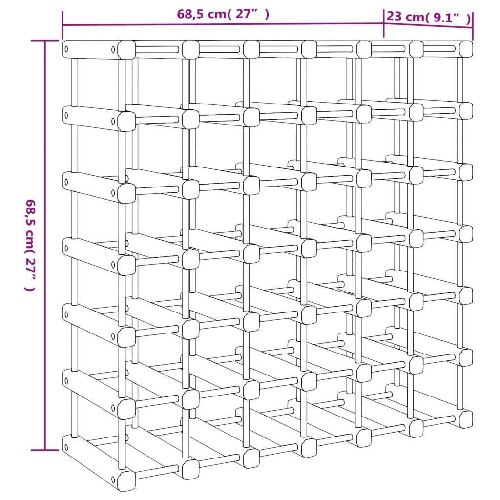 Portabottiglie Vino 42 Bottiglie 68,5x23x68,5 cm Massello Pino 353752