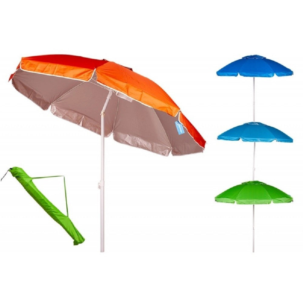 Trade Shop - Ombrellone Mare 240cm Con Snodo Palo Acciaio Con Sacca Colori Assortiti 4096260 -