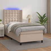 Giroletto Molle Materasso e LED Cappuccino 90x200 cm Similpelle 3139366