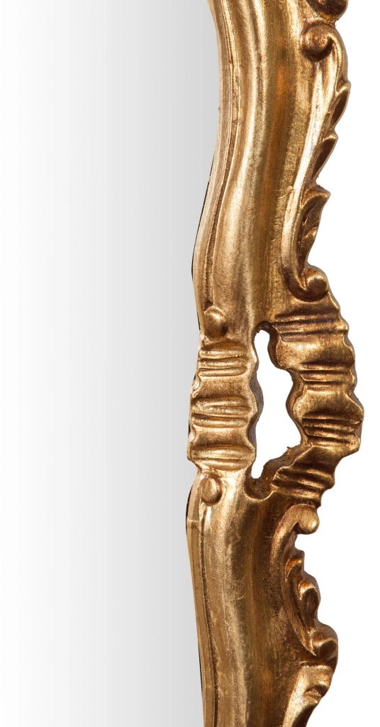 Biscottini Specchiera da parete in legno finitura foglia oro anticato L66xPR7xH118 cm Made in Italy