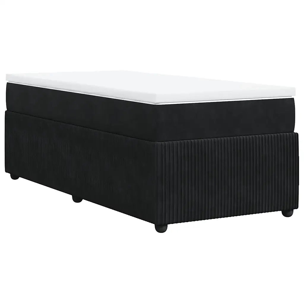 Giroletto a Molle con Materasso-Struttura Letto Nero 80x200 cm in Velluto 122074
