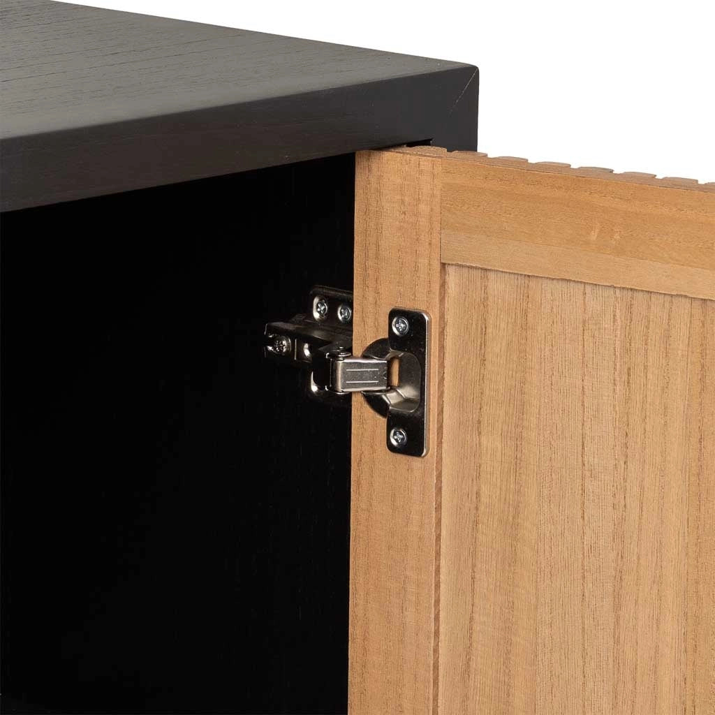 Credenza con 1 cassetto e 2 ante in legno e metallo nero 80x39,5x89