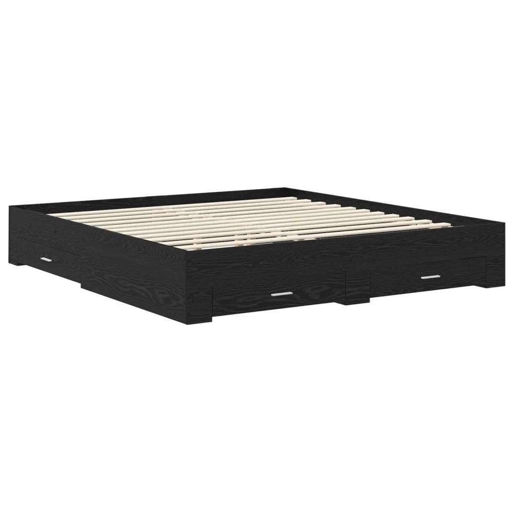 Struttura del letto Rovere Nero 180 x 200 cm Legno multistrato 3411944