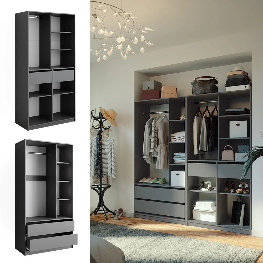 Vicco Armadio Antracite 200 x 200 cm Set di 2