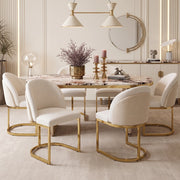 SEDIA Imbottita 59x52x85 cm Chenille Beige e Oro Set da 4 pezzi