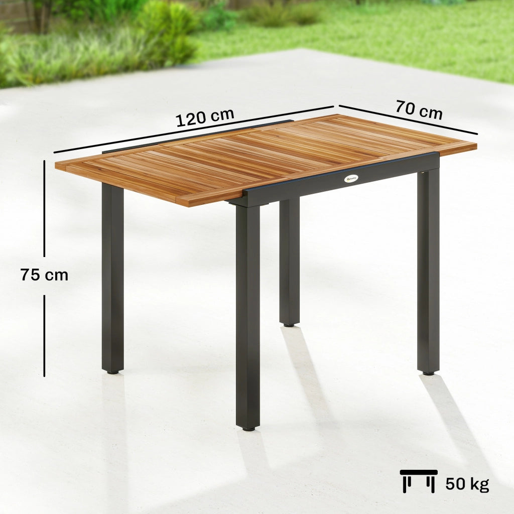 Tavolo da Giardino Estensibile ¨C zephmum ¨C Legno di Acacia e Acciaio 120/80x70 cm