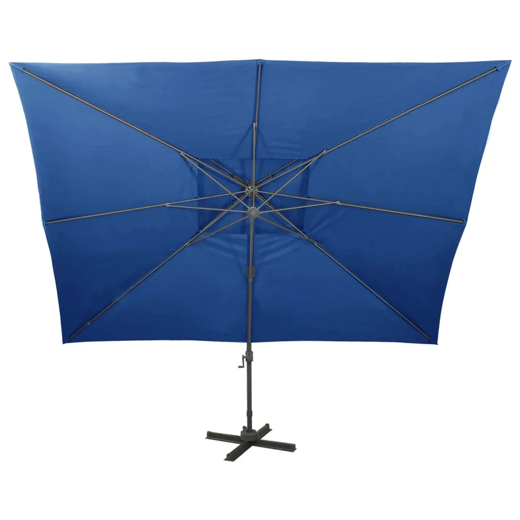 Ombrellone a braccio con doppio tetto 400 x 300 cm blu 02_0008567