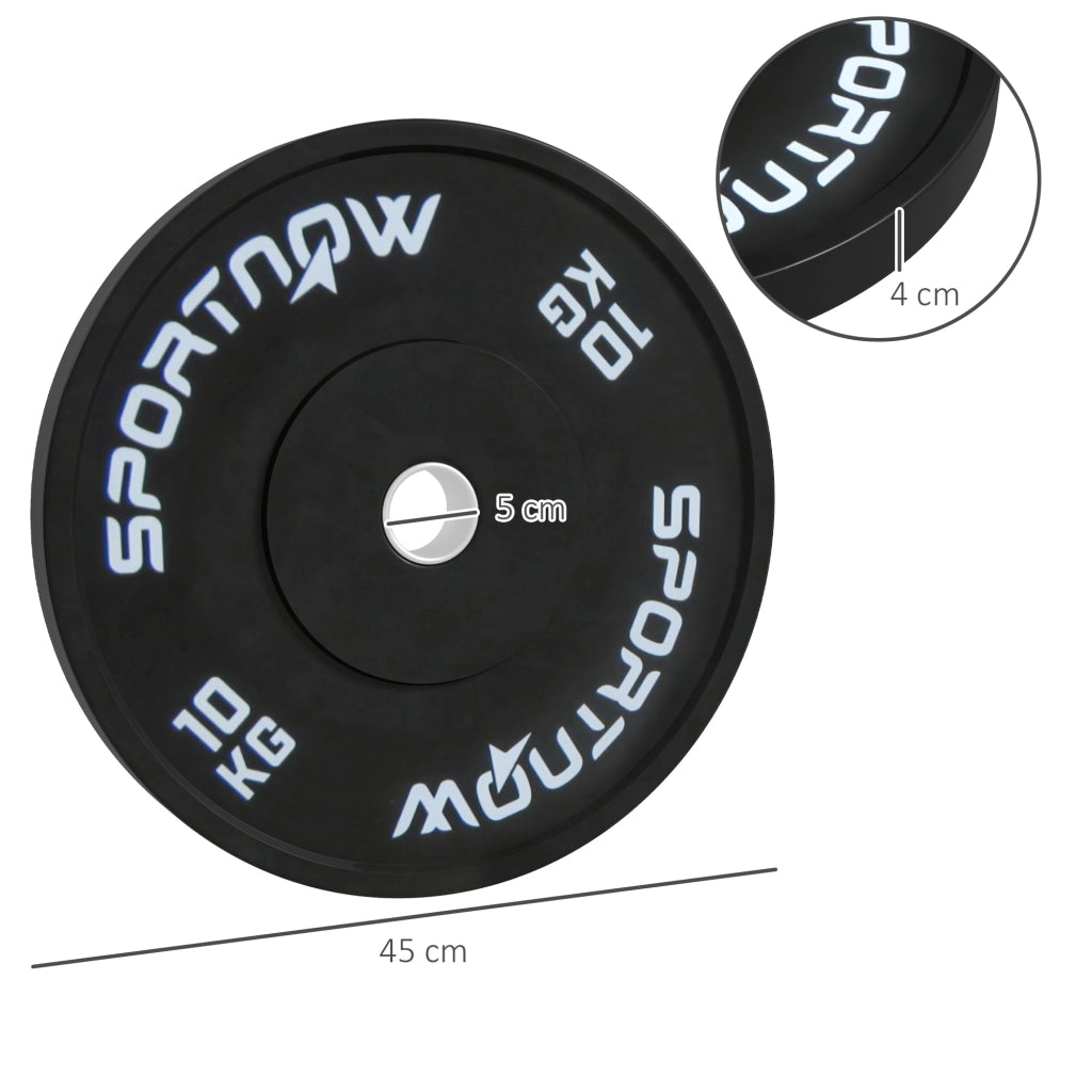 Set di 2 Dischi Palestra da 10kg per Bilanciere e Manubri con Attacco ?5cm, Nero