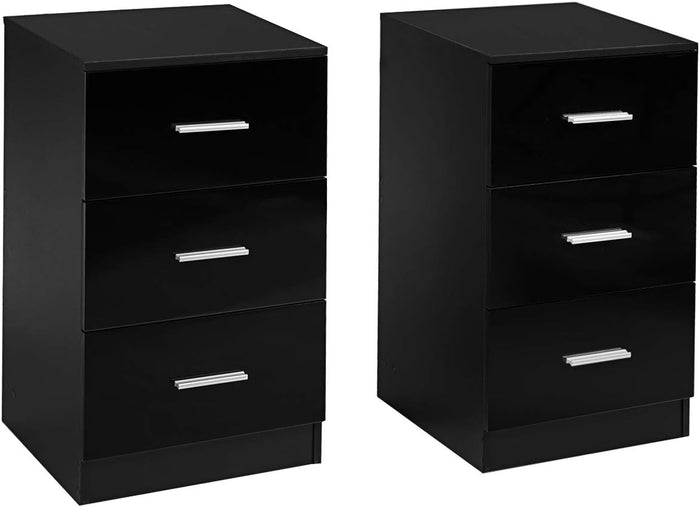 Set di 2 Schedari Portadocumenti con 3 Cassetti, Armadietto Ufficio Cassetiere per Documenti, Legno (2)