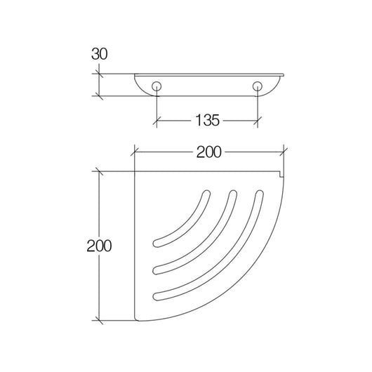 Lineabeta - Mensola doccia  L.20 H.3 cm angolare Roersa in acciaio lucido