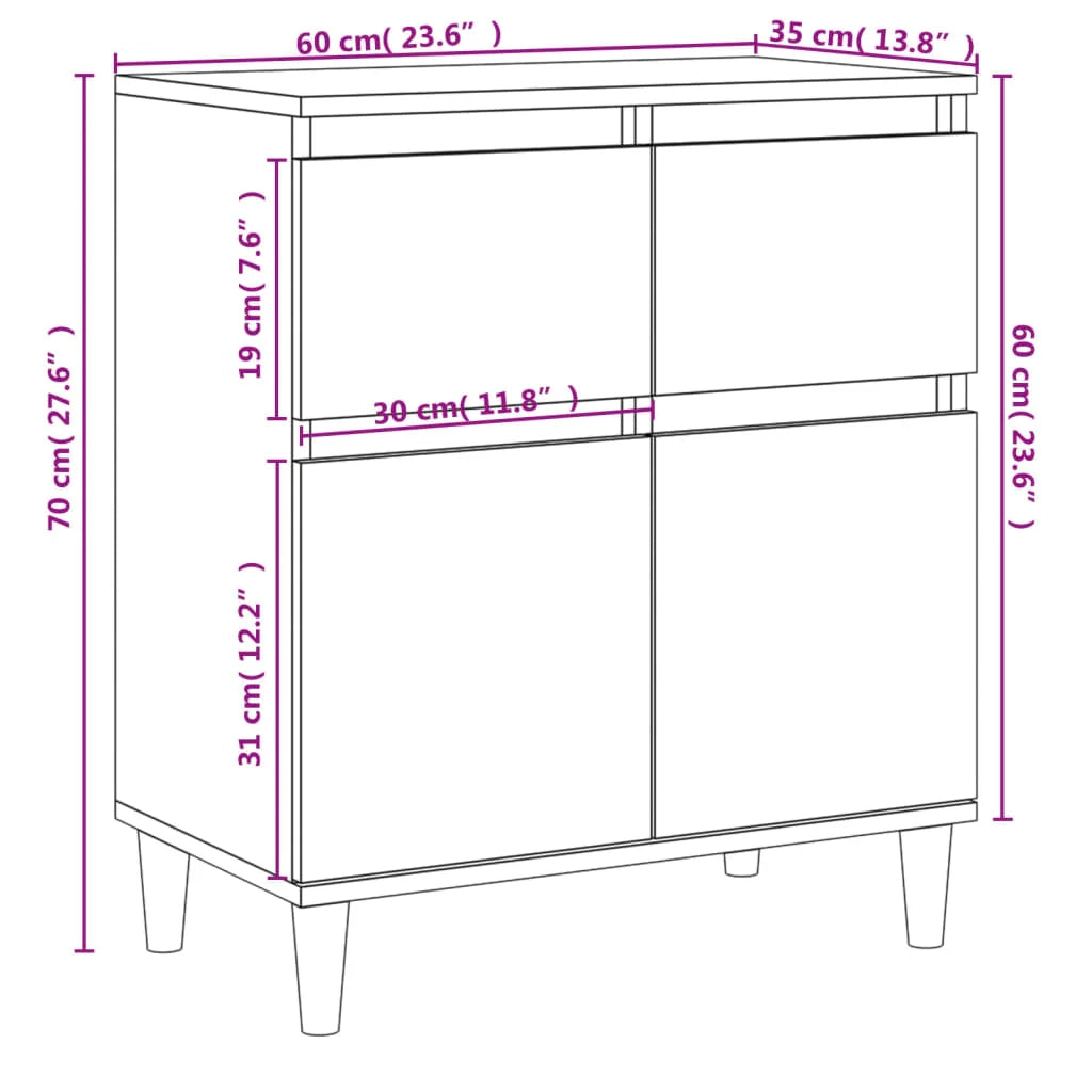 Buffet credenza cassettiera armadio mobile contenitore organizer per cucina soggiorno salotto 60 x 35 x 70 cm legno ingegnerizzato grigio 02_0031976