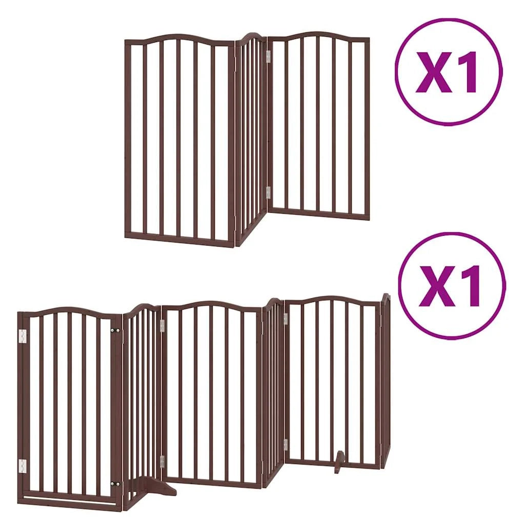 Cancelletto di sicurezza per animali domestici porta pieghevole 9 pannelli legno di pioppo marrone 02_0023276