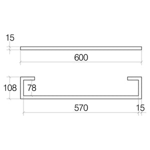 Lineabeta - Porta asciugamani Grela in acciaio nero opaco L.60 cm