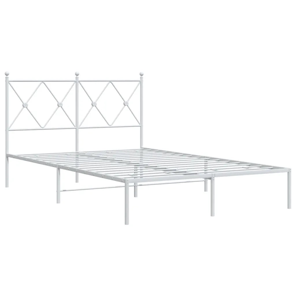 Letto matrimoniale | Letto per adulti | Giroletto con Testiera Metallo Bianco 120x190 cm