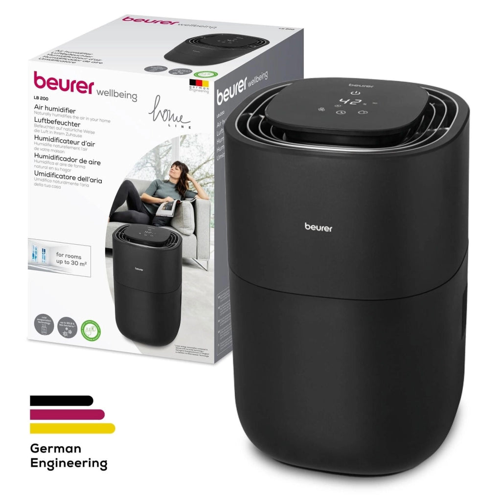Beurer LB 200 Tecnologia di Evaporazione a Freddo in 3 Livelli ad Alta Efficienza Energetica, Umidificazione Igienica dell'Aria, Asciugatura del Filtro, per Ambienti fino a Circa 30 m²